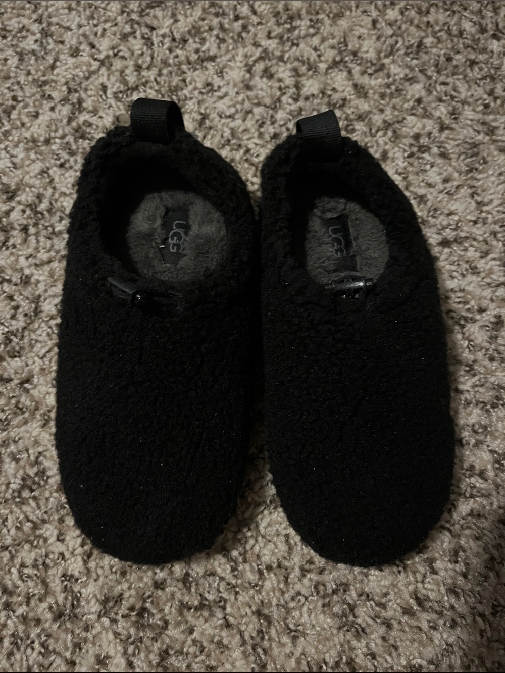 UGG Womens Black Plush Sherpa Slip-Ons